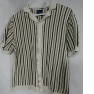 Steel & Jelly British Design Men's L Button Up Knit Sweater Shot Sleeves Preppy